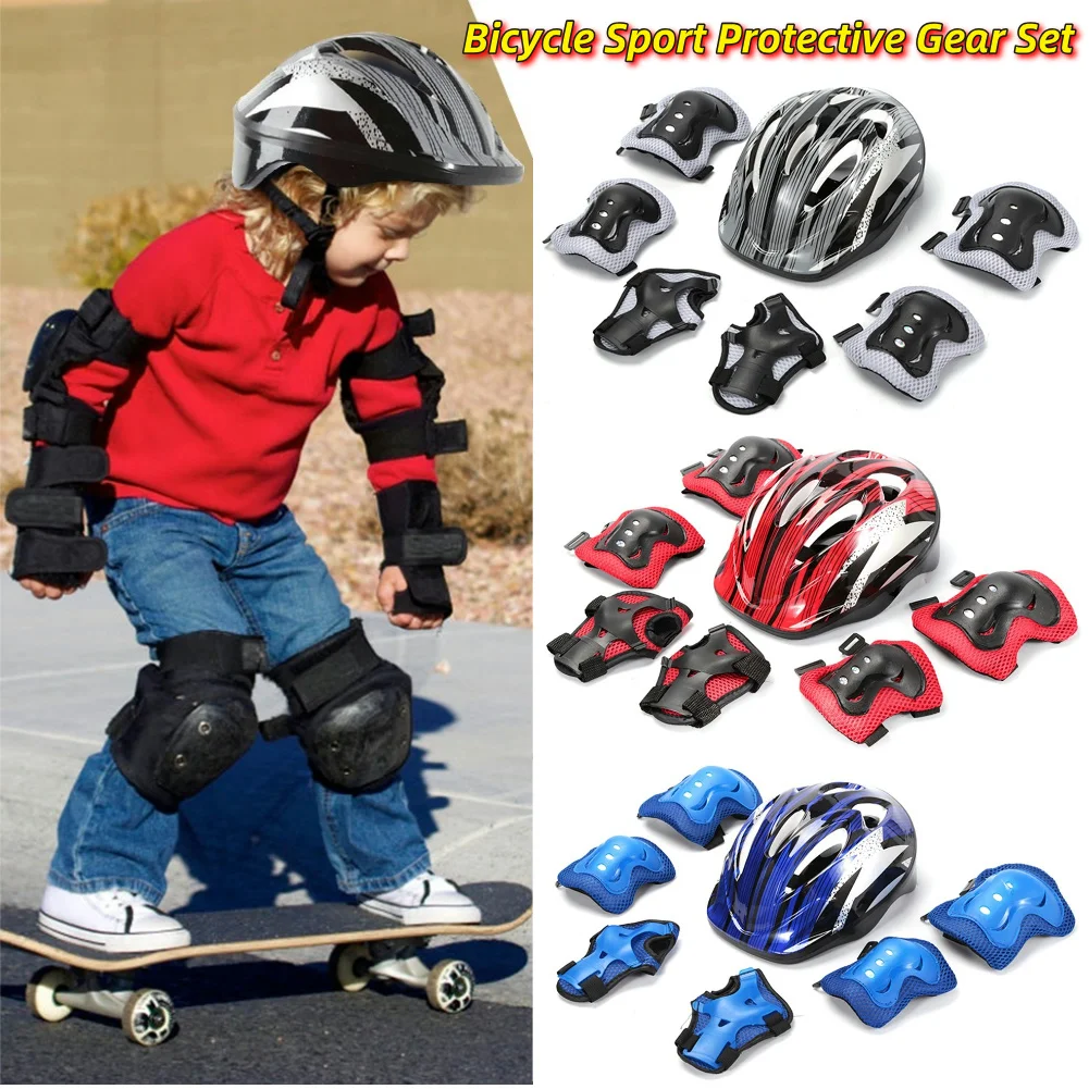 Cycling Gear For Kids - 7-częściowy zestaw ochraniaczy rowerowych, regulowany zestaw